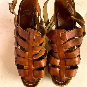 Louboutin Barcelona strappy cage wedge shoes